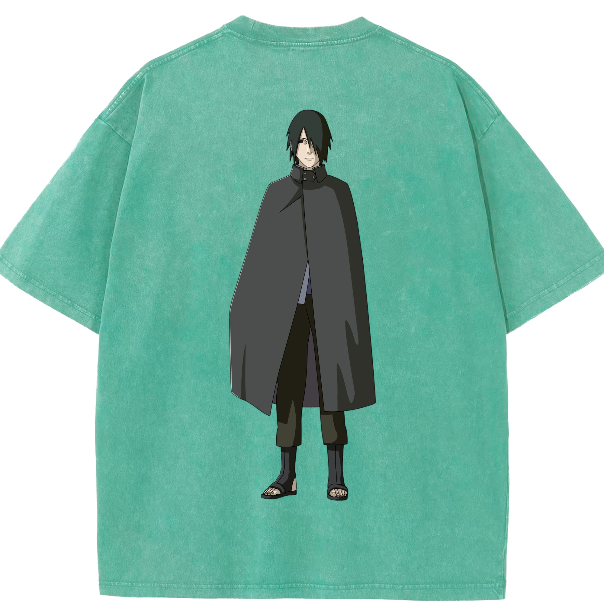 （画像用） NARUTO -ナルト- うちは サスケ Uchiha Sasuke 綿100% ヴィンテージ風 半袖Tシャツ（背面プリント）